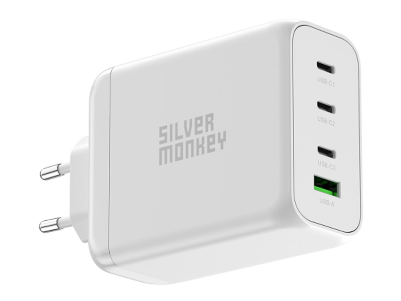 Silver Monkey Ładowarka sieciowa GaN 200W USB-C PD + USB 3.0 QC W